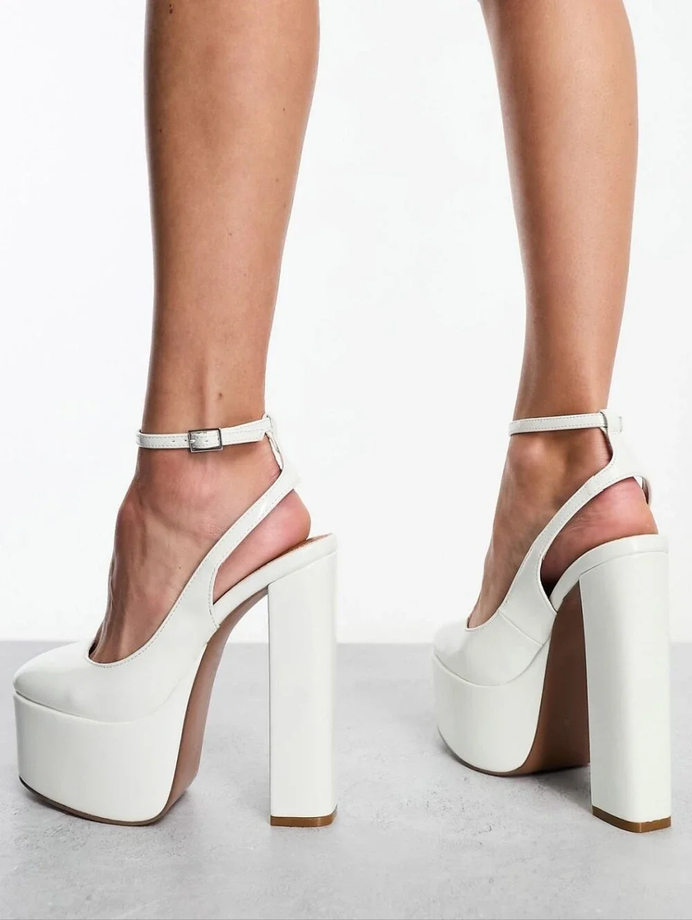 ASOS Designs Porter platform high shoes in white patent
